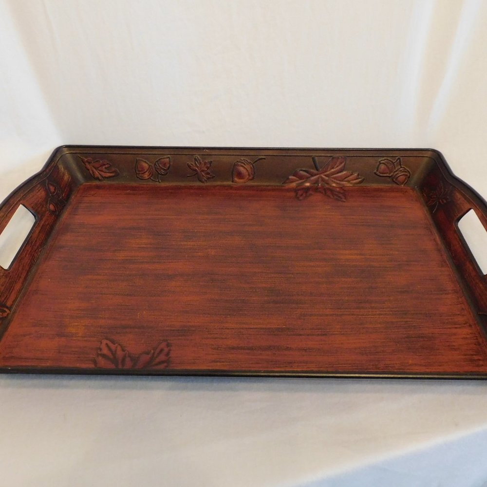 Fall Leaves and Acorns Handled Serving Tray